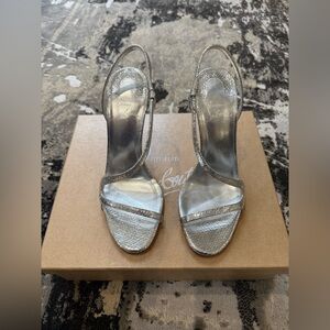 Christian Louboutin Rosalie 100 Silver Metallic - Size 38.5